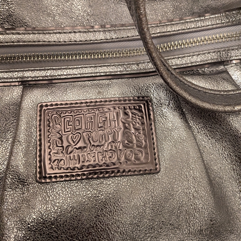 Coach Poppy Mettalic Silver Glam Tote - Picture 6 of 12